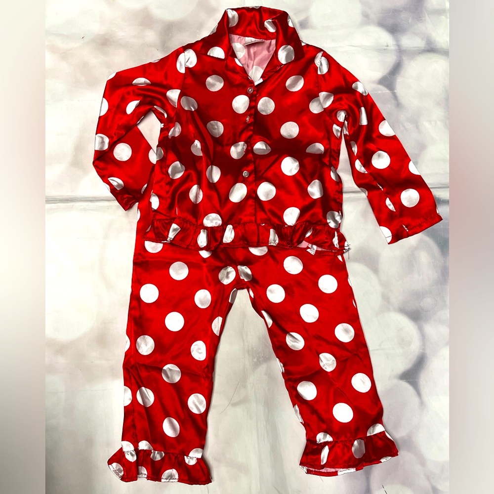 Juju & Jack size 3/4 red and white polka dot pajama set
